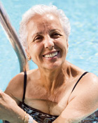 Woman in Pool after Breast Reconstruction