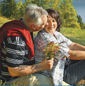 Man with woman after a mastectomy